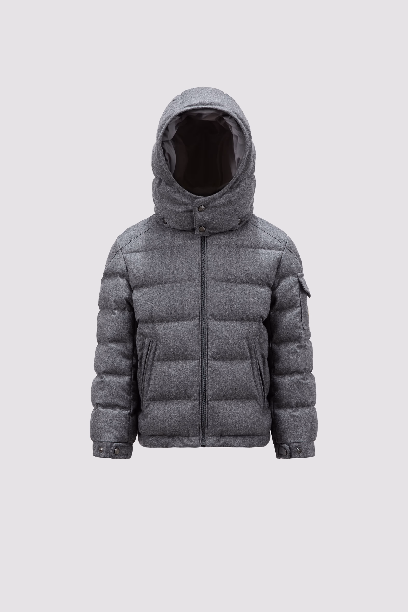 Montgenevre Hooded Wool Down Jacket Boy Dark Grey Moncler